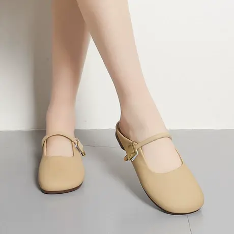 超火平底半拖女外穿2024年新款春秋季温柔单鞋设计感小众包头拖鞋商品大图