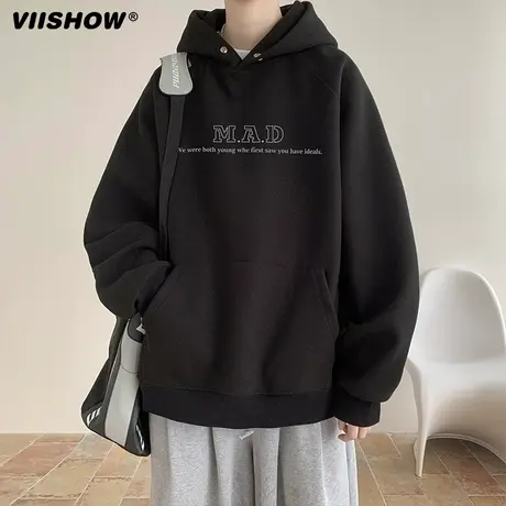 VIISHOW重磅卫衣男2024年春季新款oversize高级感连帽慵懒风上衣商品大图
