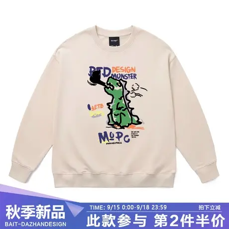 街头风国潮卫衣宽松中长款上衣打底秋2023新款涂鸦小怪兽棒球衫男图片