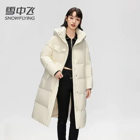 雪中飞羽绒服女2023新款冬季长款过膝连帽加厚韩版宽松小个子外套图片
