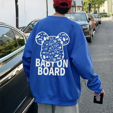 圆领卫衣男春秋季ins潮牌情侣加厚暴力熊上衣服港风宽松无帽外套商品大图