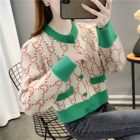 女士短款小外套新款2023爆款设计感小众针织开衫韩系chic别致上衣商品大图