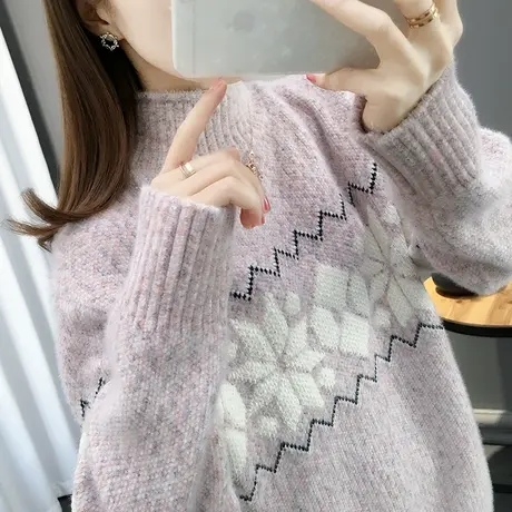 半高领加厚内搭网红毛衣女2023套头新款雪尼尔针织打底衫女秋冬图片