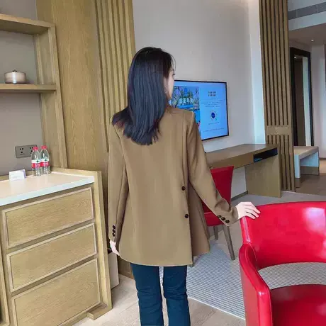 后背开叉小个子西装外套女秋季2023小众设计感休闲小西服新款上衣商品大图