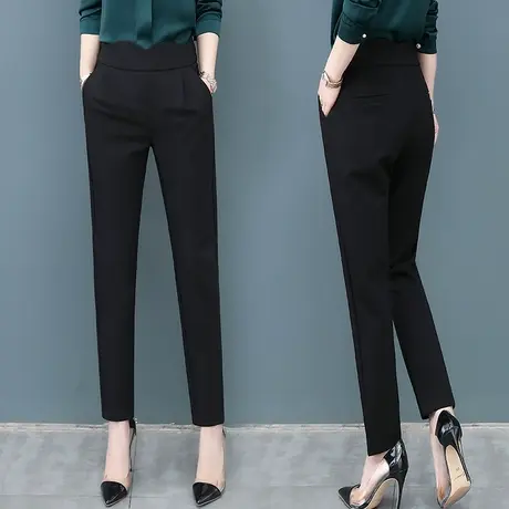 哈伦裤女春秋季2023新款显瘦花苞职业女裤宽松直筒西裤休闲九分裤图片
