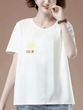 仿棉短袖t恤女白色半袖体恤夏装2023年新款韩版宽松女士夏季上衣图片