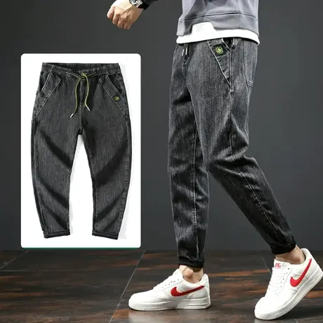 高端黑色男士牛仔裤春秋款秋季潮牌男裤子秋冬款直筒宽松休闲长裤商品大图