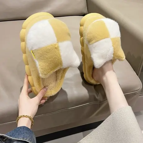 秋冬季棉拖鞋女卡通加绒厚底踩屎感家用毛毛拖鞋女冬2023新款家居商品大图