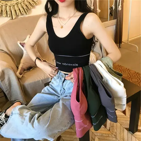 网红爆款美背短款吊带运动背心女夏内搭打底设计感小众上衣外穿潮图片