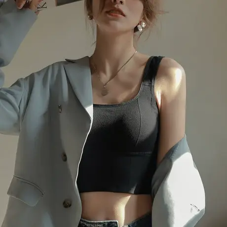 美背内衣内搭夏抹胸外穿西装打底带胸垫上衣吊带背心女2024新款图片