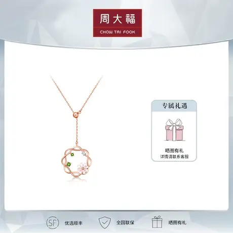 周大福 Y时代奇幻森林系列花丛传说18K金钻石项链定价T76769商品大图