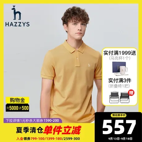Hazzys哈吉斯春夏新款男士宽松短袖T恤韩版商务休闲翻领polo衫潮图片