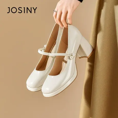 Josiny/卓诗尼玛丽珍女鞋2023夏秋新款百搭时尚高跟鞋配裙子单鞋商品大图
