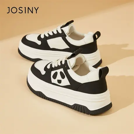 Josiny/卓诗尼黑白熊猫小白鞋女2024新款春季板鞋百搭休闲运动鞋商品大图