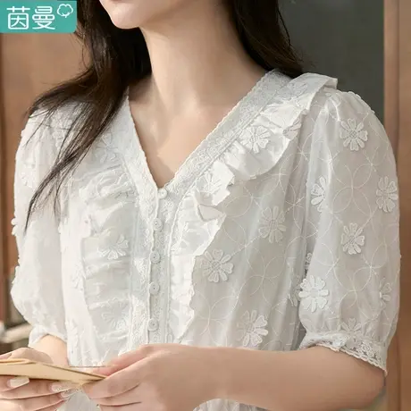 茵曼旗舰店官方法式名媛范连衣裙泡泡袖A字长裙子女夏季2023新款商品大图