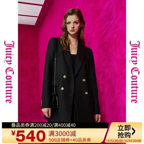 Juicy Couture橘滋23初秋冬新款飒气女主logo纽扣双排扣女式西服图片