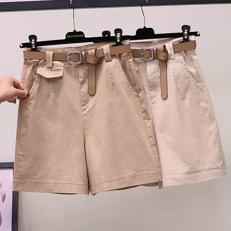 黑色高腰短裤女夏2023新款薄款韩版宽松外穿ins潮阔腿工装短裤商品大图