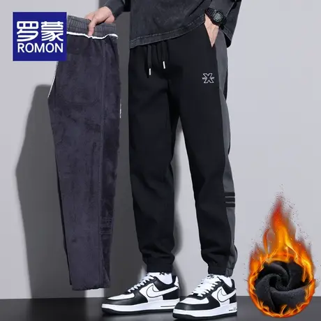 罗蒙秋冬季男士卫裤加绒加厚哈伦裤御寒保暖带绒外穿束脚男运动裤图片