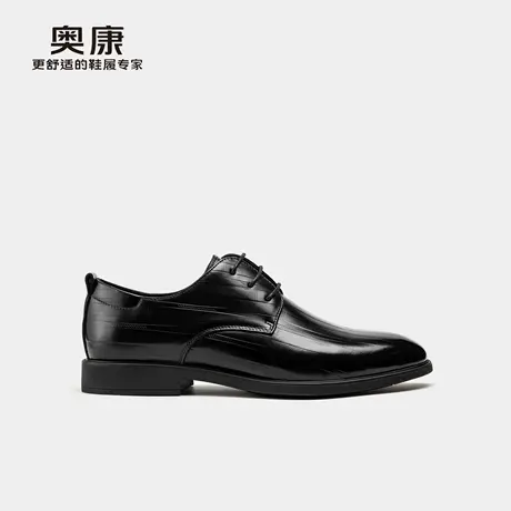 奥康 男鞋2025夏季新款正装皮鞋真皮商务格纹系带软底舒适男鞋商品大图