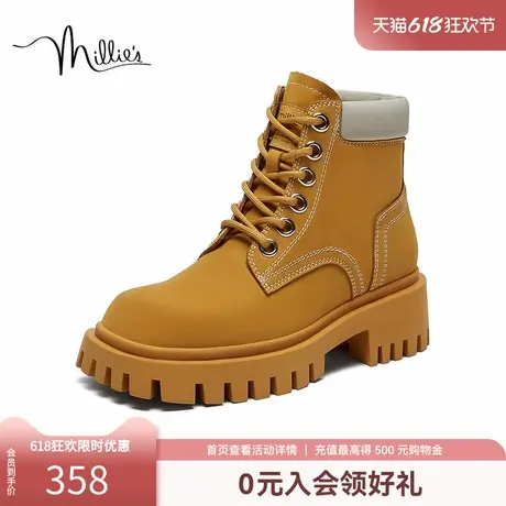 millie's妙丽冬季牛皮舒适百搭厚底马丁靴女靴3116ADD3商品大图