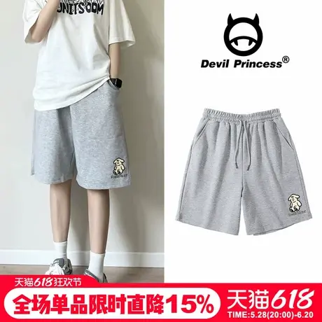 ulzzang小众超火百搭灰色短裤女夏季新款宽松高腰通勤阔腿五分裤图片