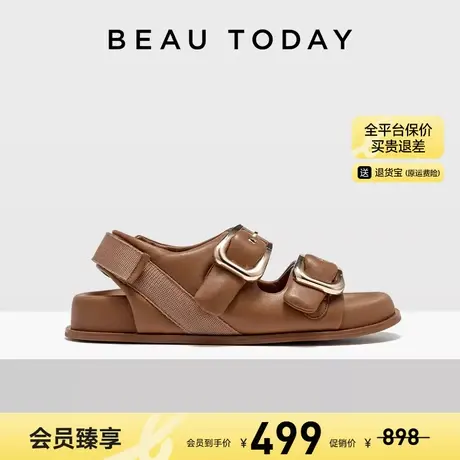 【清仓款】BeauToday沙滩凉鞋夏季厚底复古罗马凉鞋外穿休闲凉鞋商品大图
