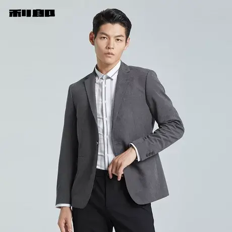 【微绒面料】利郎奥莱单西西服男商务休闲灰色男士西装外套图片