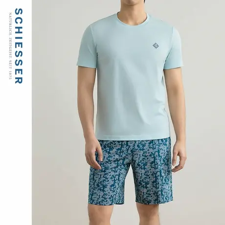 SCHIESSER舒雅夏季男士纯棉柔软亲肤透气睡衣家居服套装22553H图片