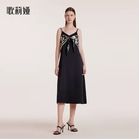 歌莉娅秋季新品三醋酸吊带连衣裙14姆米真丝吊带两件套1B7L4K82A图片