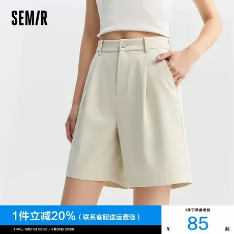 森马休闲裤女凉感易打理宽松薄款裤子2025夏季新款白色短裤通勤潮商品大图