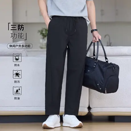 猫人正品户外三防多功能拼接休闲裤男夏季2025新款通勤宽松直筒裤图片