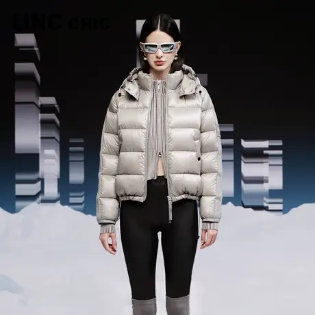 【明星同款】LINC金羽杰轻薄羽绒服女短款23秋新款酷彩超轻面包服商品大图