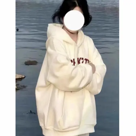 200斤大码休闲港风复古连帽卫衣女oversize秋冬新款加绒情侣外套商品大图