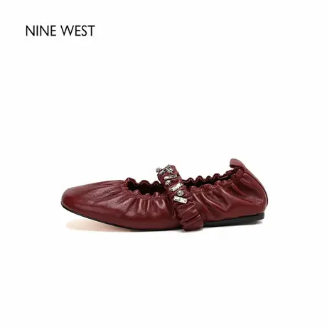 Nine West/玖熙法式复古一字带羊皮平底玛丽珍鞋圆头浅口单鞋女商品大图