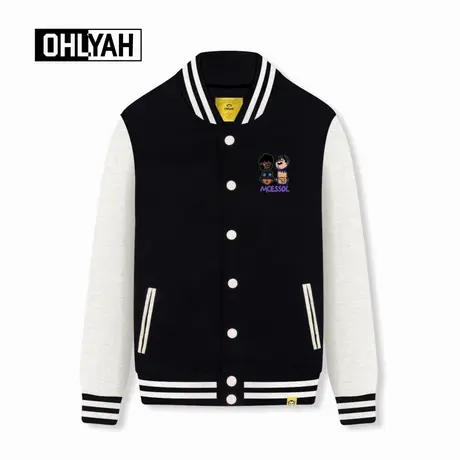 Ohlyah品牌趣味人物卡通印花潮牌棒球服男女同款情侣休闲卫衣外套商品大图