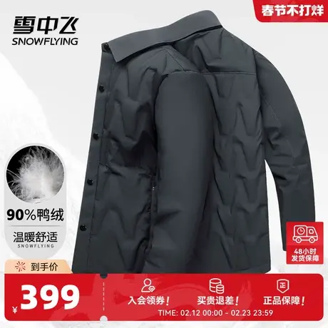 雪中飞【90鸭绒 温暖舒适】纯色百搭男士休闲翻领长袖羽绒服外套W商品大图
