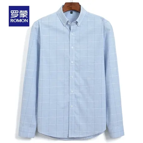 【官方正品】罗蒙春季新款长袖衬衫男中青年纯棉衬衣时尚休闲寸衫图片