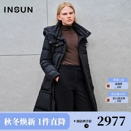 恩裳2023冬款新款50D记忆立领直身收腰四合扣户外休闲鹅绒羽绒服图片