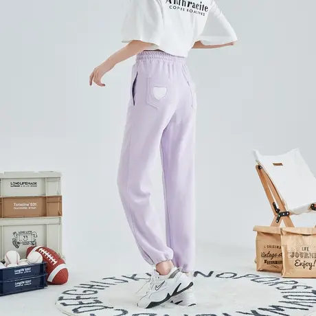 唐狮休闲裤女宽松束脚抽绳高腰春秋新款运动裤子时尚潮卫裤女长裤图片