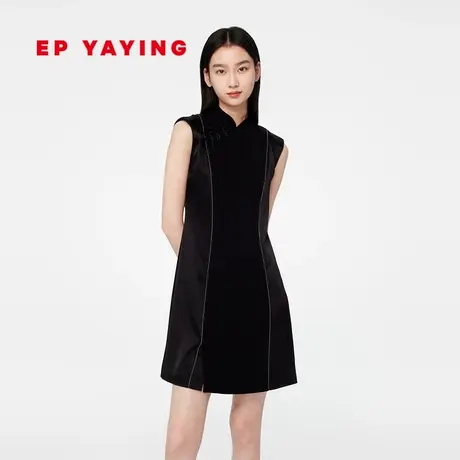EP雅莹女装 国风小黑裙修身改良旗袍连衣裙 春夏商场同款4198N图片