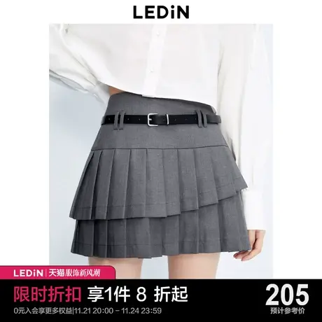 乐町可爱百褶半裙高腰A字版型显高显瘦2023秋季新品舒适柔软短裙图片