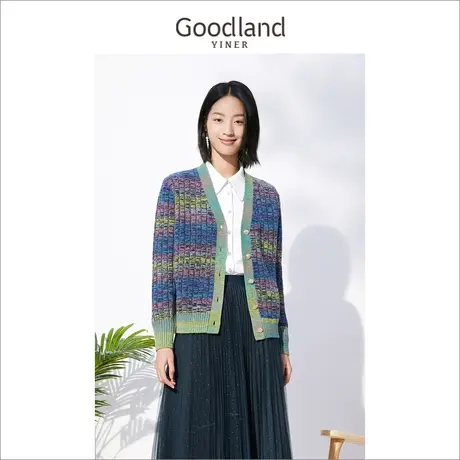 *Goodland美地女装冬季羊毛毛衣外套设计感长袖针织开衫商品大图