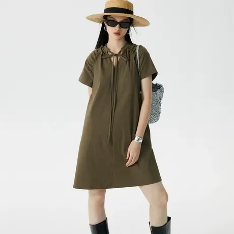 omont蛋挞家蝴蝶袖连衣裙女夏季2023年新款复古设计感a字裙衬衫裙图片
