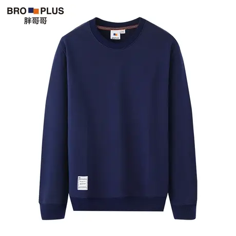 胖哥哥春秋款大码卫衣男加绒宽松圆领加肥加大胖子重磅男士打底衫商品大图