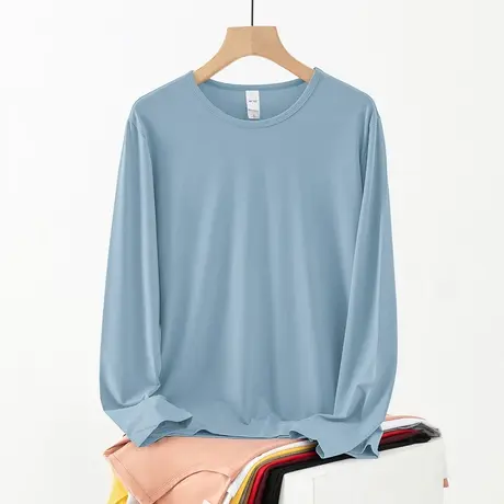 莫代尔长袖t恤男装2024新款秋季薄款内搭打底衫圆领纯色秋衣小衫商品大图