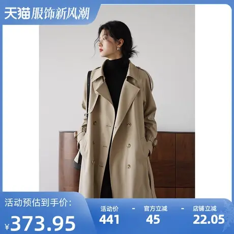 嘉茱莉2023春季新款小个子风衣外套女中长款宽松上衣法式赫本风商品大图