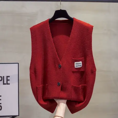 v领针织开衫马甲背心女2023秋装新款宽松外穿马夹外搭毛衣坎肩潮商品大图