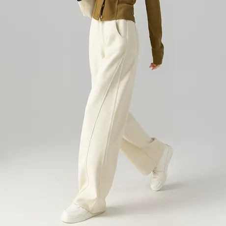 窄版阔腿裤女2024新款宽松米色裤子香蕉镰刀裤春秋休闲高腰直筒裤商品大图