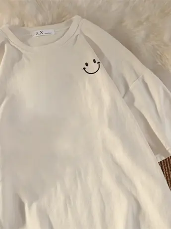 美式复古仿棉短袖t恤女夏季宽松韩版潮oversize女装印花体恤上衣商品大图