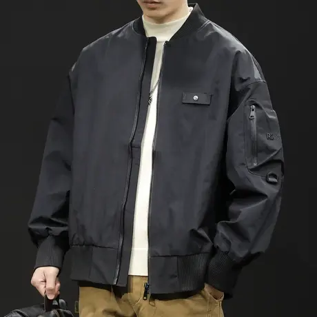 夹克外套男春秋2024新款休闲上衣高级感男士棒球领男款春季飞行员图片